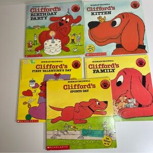 Clifford The Big Red Dog Book Lot of 5 PB Paperback Picture Books Early Reading